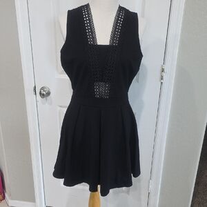 Gianni Bini Black Backless Dress with Crochet Detail